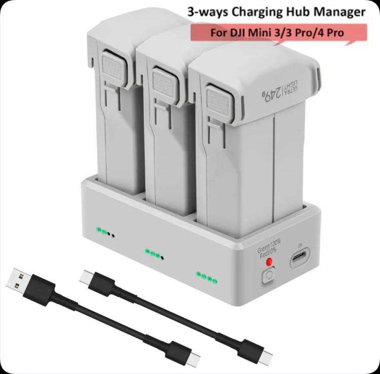 YX 3-Way Battery Charger For DJI Mini 4 Pro/Mini 3/Mini 3 Pro Charging Hub, 35W US Plug, 35W EU P...