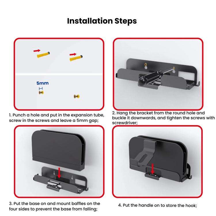 For Nintendo Switch 2 PGTECH GP-369 Game Consol Wall Mount Storage Rack With Handle Storage Hook