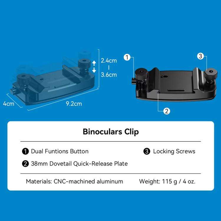 APEXEL BinoClamp Pro Quick-Release Binocular Mount Kit 360-degree Swivel Aluminum Binocular Holde...