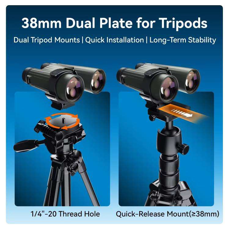 APEXEL BinoClamp Pro Quick-Release Binocular Mount Kit 360-degree Swivel Aluminum Binocular Holde...