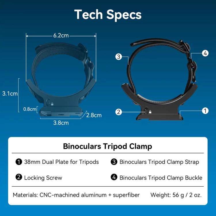 APEXEL BinoClamp Pro Quick-Release Binocular Mount Kit 360-degree Swivel Aluminum Binocular Holde...