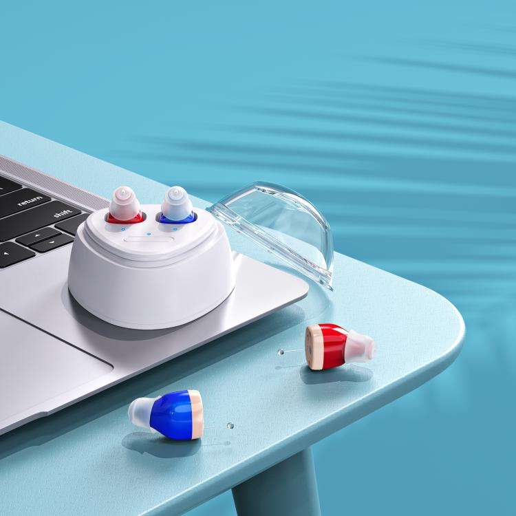 Ultra-Compact In-Ear Invisible Hearing Amplifier With Charging Case For Elderly