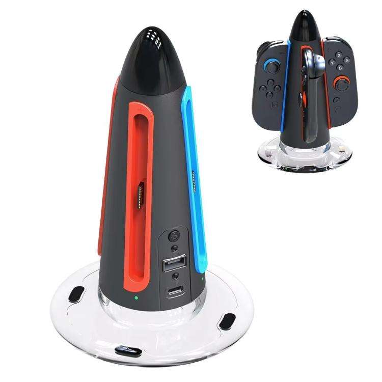 For Nintendo Switch 2 Joy-Con Controllers 4 In 1 Round Charging Stand With RGB Light, STK-DZ605