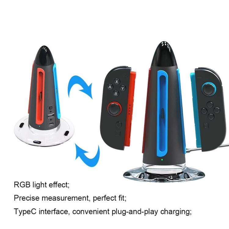 For Nintendo Switch 2 Joy-Con Controllers 4 In 1 Round Charging Stand With RGB Light, STK-DZ605