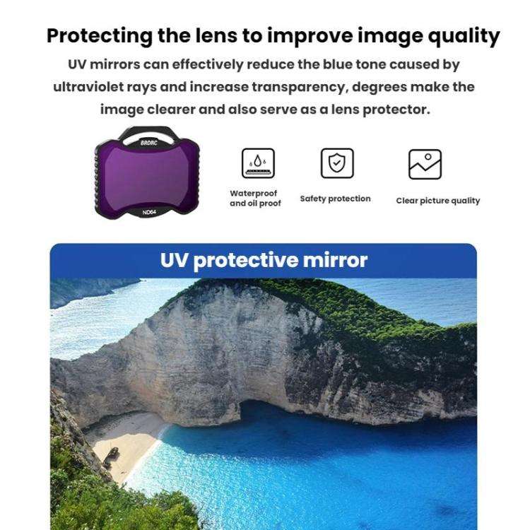 For DJI Avata 2 BRDRC Aluminum Frame Filter Accessories, CPL, ND16, ND32, UV+CPL+ND16, ND8+ND16+N...