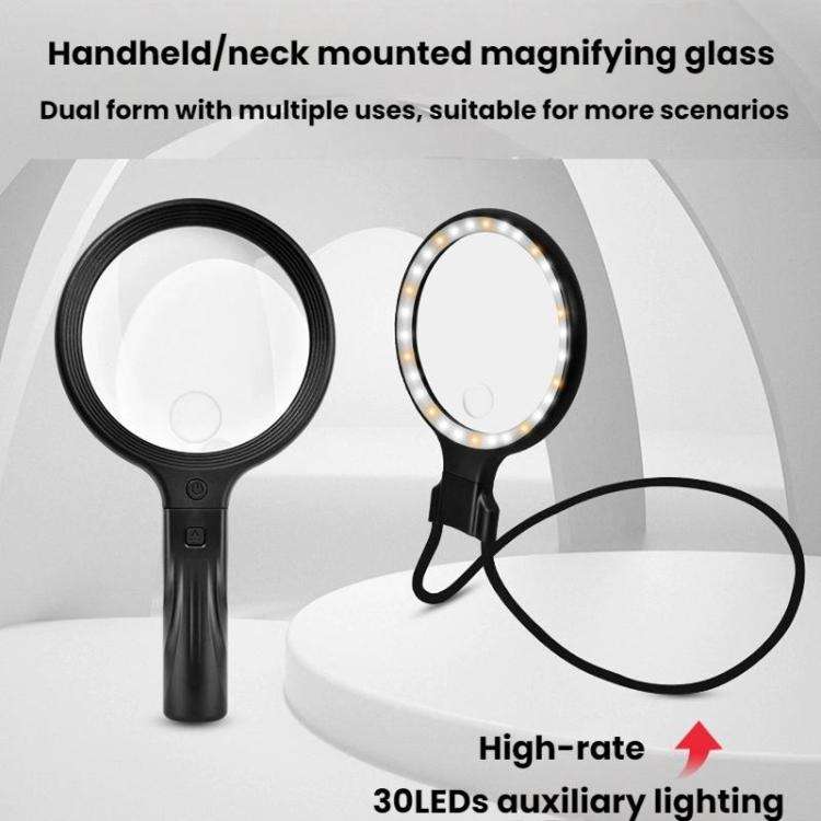 5/10X 30 LEDs Magnifying Glass USB Charging Neck Worn Handheld For Reading Maintenance, 5/10X