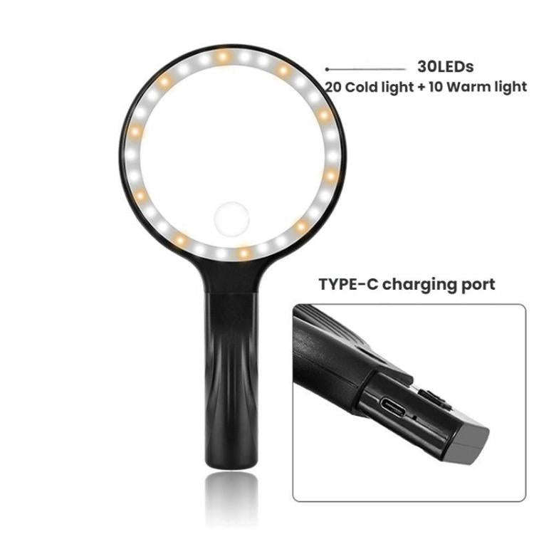 5/10X 30 LEDs Magnifying Glass USB Charging Neck Worn Handheld For Reading Maintenance, 5/10X