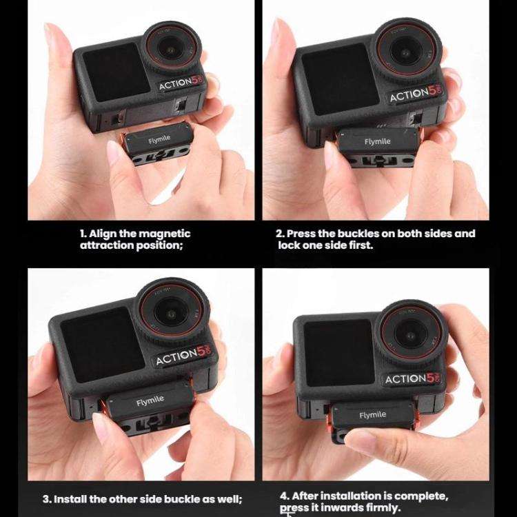 For DJI Osmo Action 5 Pro /4/3 Flymile Magnetic Quick Release Base With 1/4-inch Screw & 2-claw I...