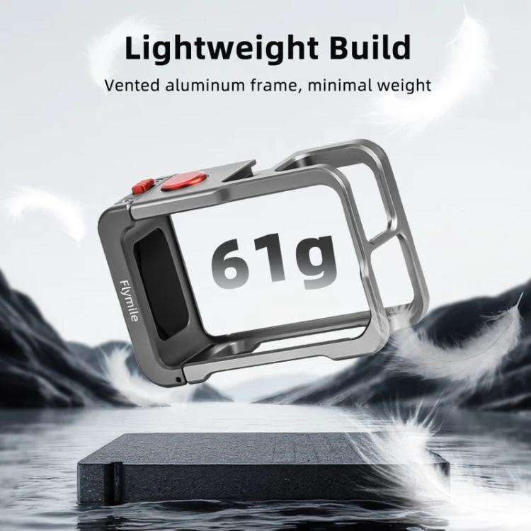 For DJI Osmo Action 5 Pro/4/3 Flymile Metal Protective Cage with Cold Shoe Mount, AC5011 Cage