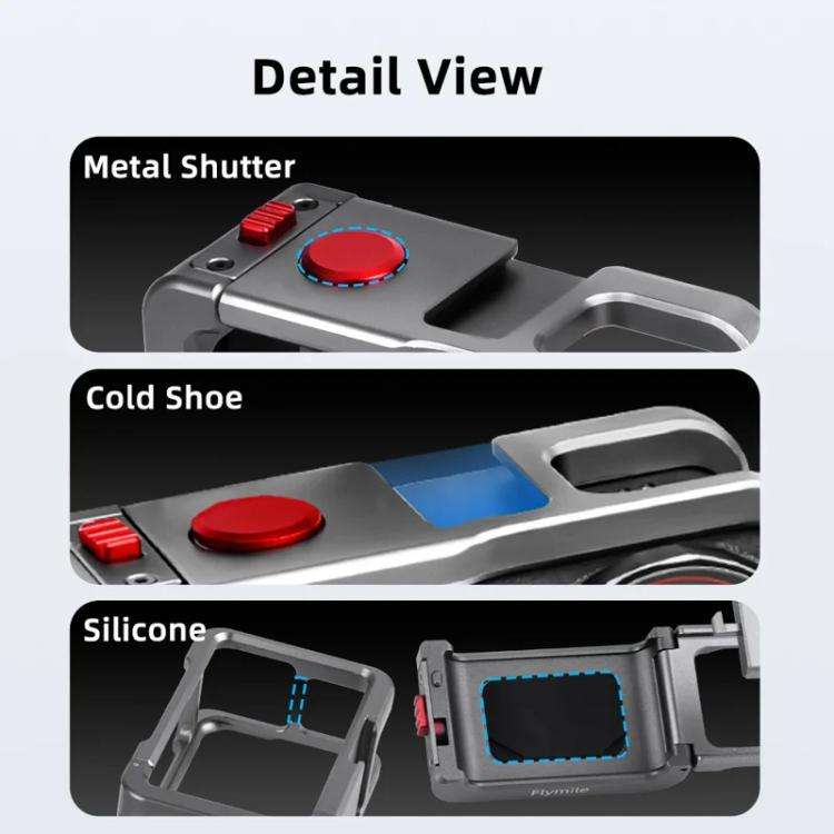 For DJI Osmo Action 5 Pro/4/3 Flymile Metal Protective Cage with Cold Shoe Mount, AC5011 Cage