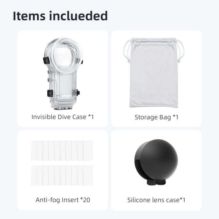 For Insta360 X5 AMagisn 60m/196ft Diving Case Quick-Release Full Invisible Waterproof Underwater ...
