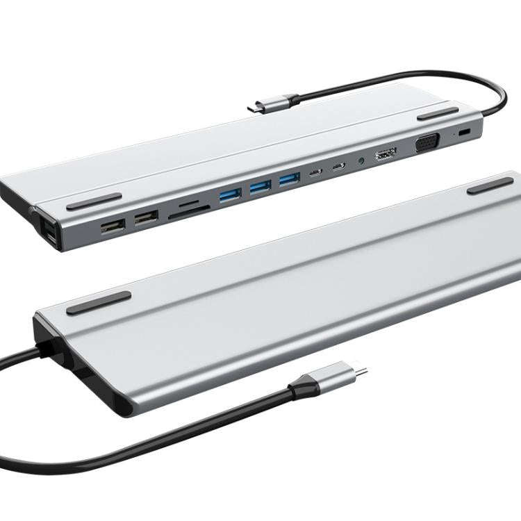 14 In 1  Type-C Docking Station USB HUB Multi Port Hub Laptop Converter, BT14E