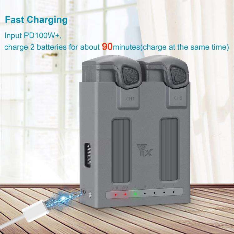 For DJI Mavic 4 Pro YX Dual-Channel Charger Battery Manager Simultaneous Charging Station, Dual-C...