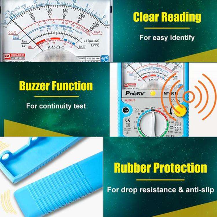 Analog Multimeter 24 Range Mechanical High Precision Universal Meter, ProsKit MT-2019