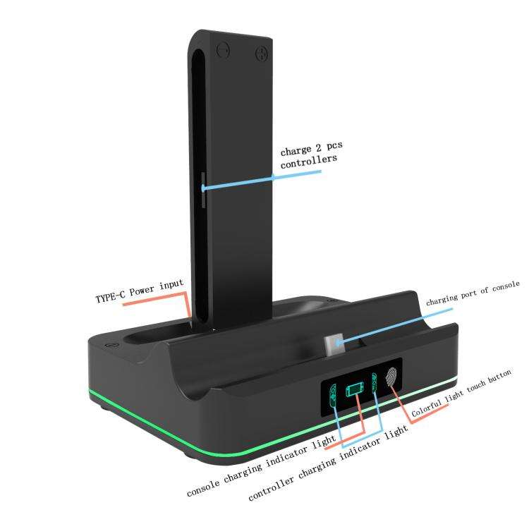 For Nintendo Switch 2 & Joy-Con Controllers KJH Charging Dock With Ambient Lighting, PG-SW2130 Wh...