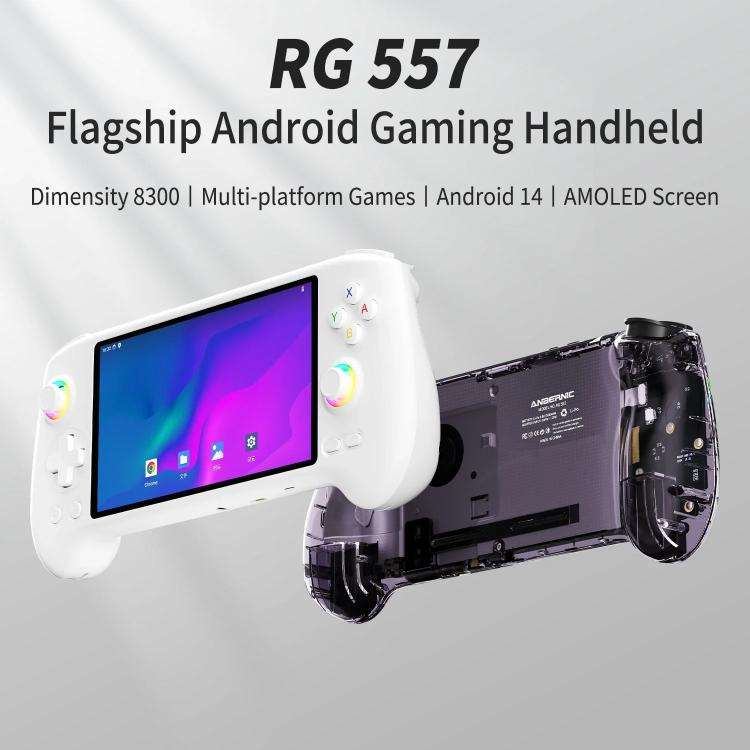 ANBERNIC RG557 Handheld Game Console 5.48-Inch AMOLED Screen Android 14 Video Game Player, 12+128...
