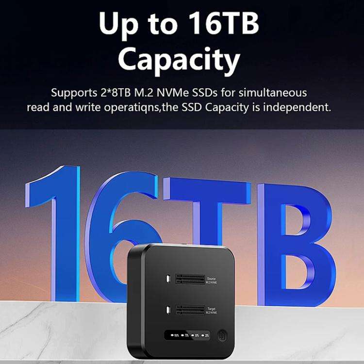 Blueendless SD08A M.2 NVMe SSD Docking Station Dual-Bay USB 3.2 Gen2 10Gbps External Drive Enclos...