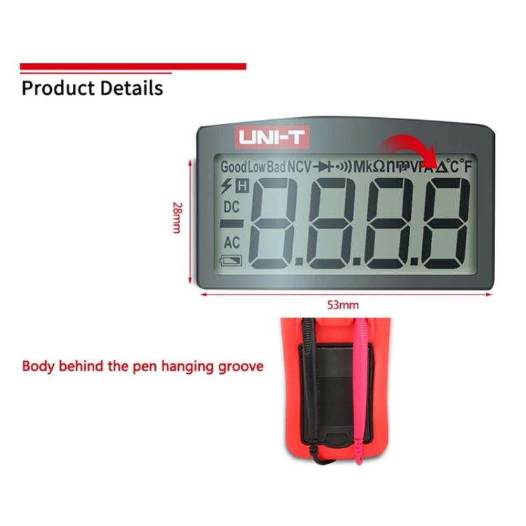 Palm Size Multimeter With Backlit LCD Display, 600V 10A AC/DC Voltage Tester, UNI-T UT33A+, UNI-T...