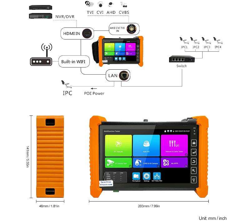 IPC-7100 Video Surveillance Tester Multi-Functional Engineering Tester, US Plug, EU Plug, UK Plug...
