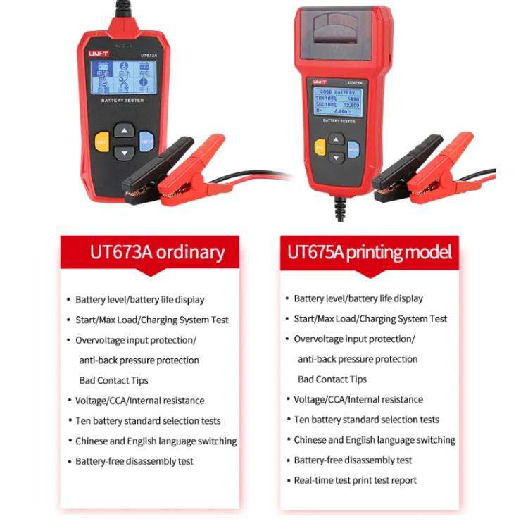 Car Battery Tester For AGM/GEL/EFB & Standard Batteries 3-250Ah Capacity Analyzer, UNI-T UT673A, ...