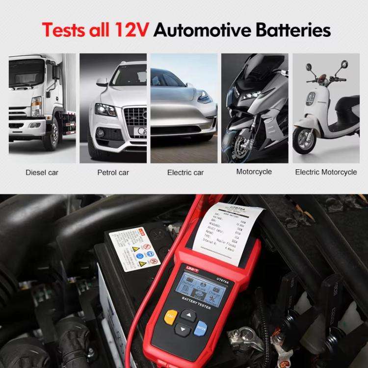 Car Battery Tester For AGM/GEL/EFB & Standard Batteries 3-250Ah Capacity Analyzer, UNI-T UT673A, ...