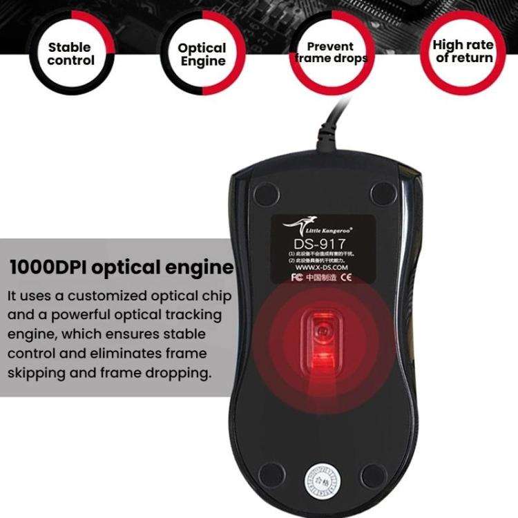 Little Kangaroo DS-917 1000DPI Ergonomic Optical Wired Mouse Laptop Mouse For Office Gaming, DS-9...