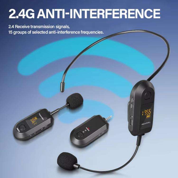 Wireless 2.4G Microphone Amplifier Portable Microphone, 1 In 1 Lapel Clip, 1 In 1 Headwear, 1 In ...