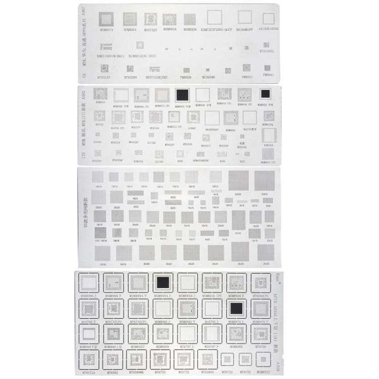 Kaisi 4pcs Solder Paste Stencil Universal Mobile Phone BGA Reballing Stencils 55 Multi-Purpose St...