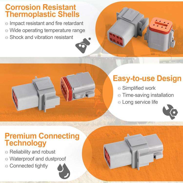 603pcs /Set DT Connector Kit with 2/3/4/6/8/12 Pin DT Connectors and Extraction Tools, 603pcs /Set