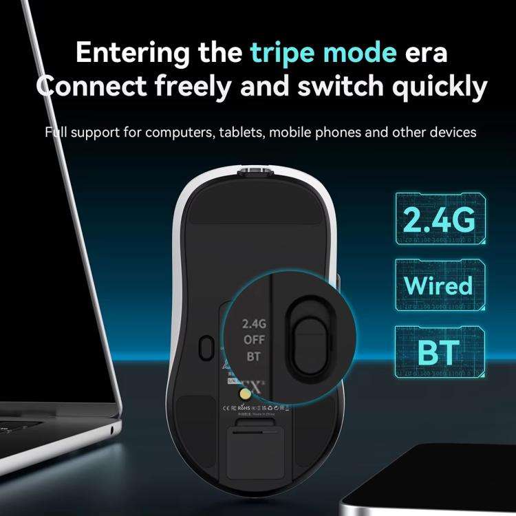 Ajazz AJ159P MC Tri-Mode Magnetic Wireless Mouse Ergonomic Lightweight Silent Gaming Mice