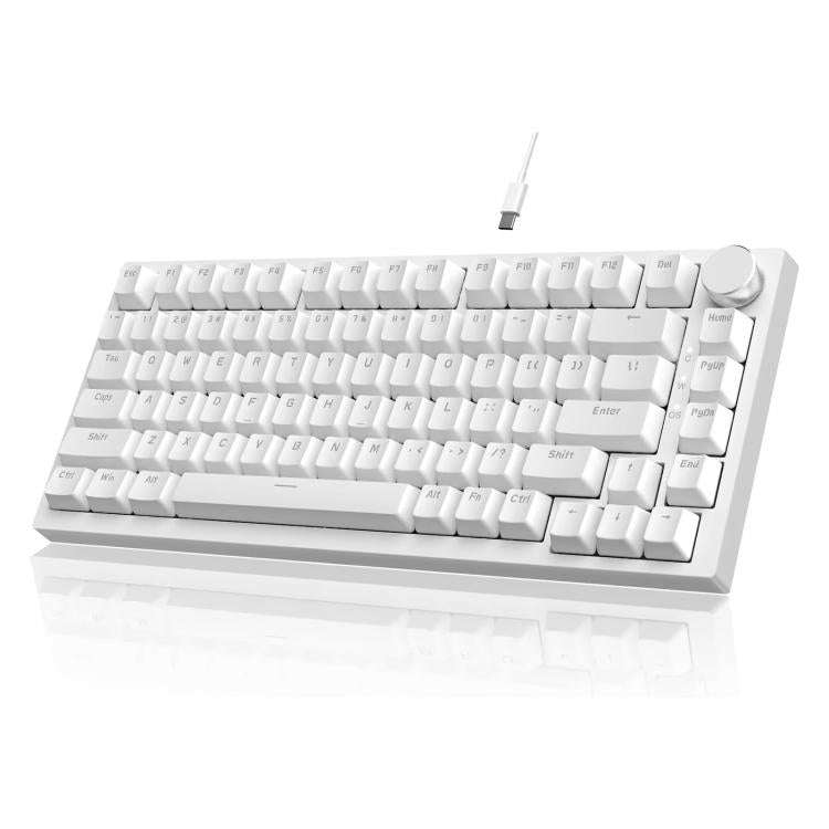 Ajazz AK820 Hot Swappable Wired Mechanical Keyboard With Light, Green Switch Ice Blue Light White...