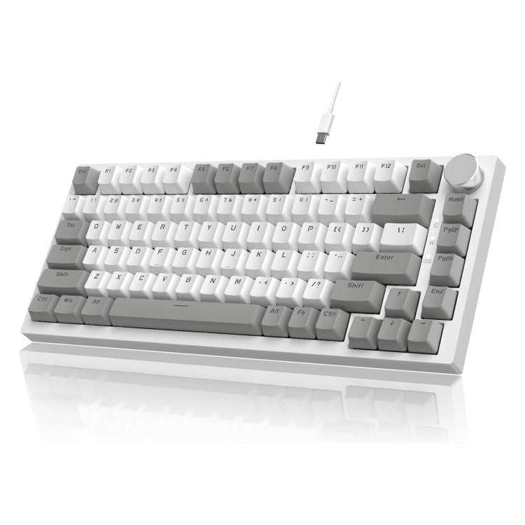 Ajazz AK820 Hot Swappable Wired Mechanical Keyboard With Light, Green Switch Ice Blue Light White...