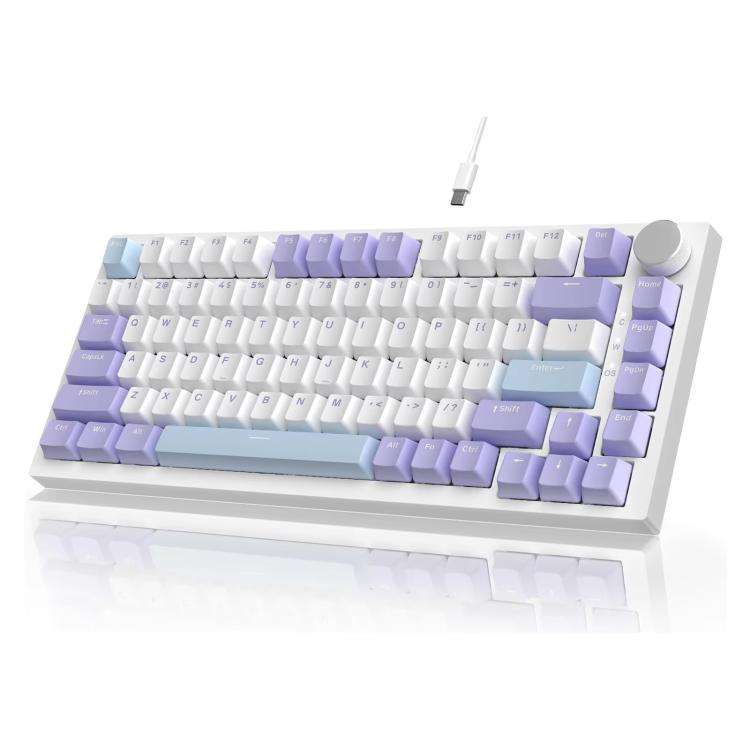 Ajazz AK820 Hot Swappable Wired Mechanical Keyboard With Light, Green Switch Ice Blue Light White...