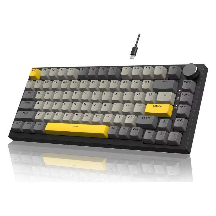 Ajazz AK820 Hot Swappable Wired Mechanical Keyboard With Light, Green Switch Ice Blue Light White...