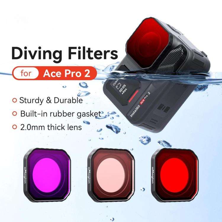 For Insta360 Ace Pro 2 aMagisn Dive Filter Underwater Waterproof Camera Lens Protector