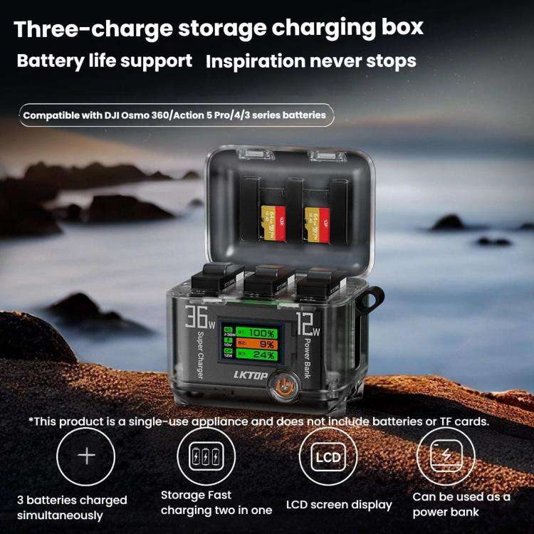 Multi-Functional Battery Charging Organizer For DJI Osmo 360 / Action 5 Pro / Action 4 / Action 3...