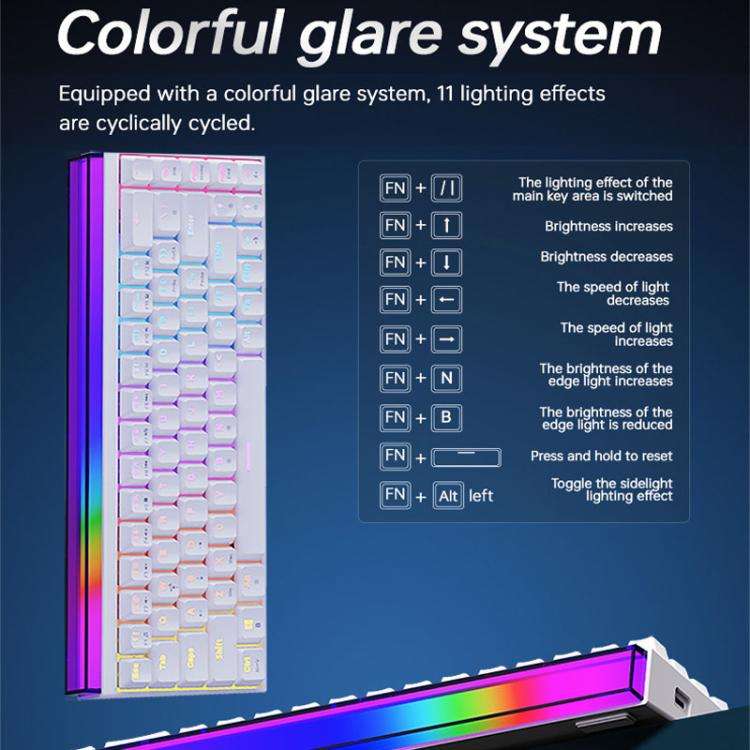 NACODEX NK68 Magnetic Shaft Mechanical Dazzle Color Wired Keyboard Office Computer Gaming 68 Keys...