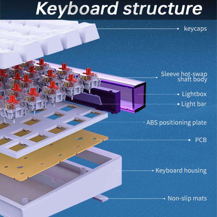 NACODEX NK68 Magnetic Shaft Mechanical Dazzle Color Wired Keyboard Office Computer Gaming 68 Keys...
