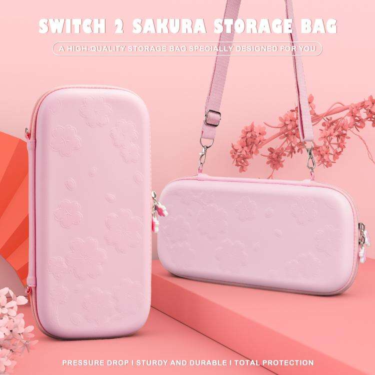 For Nintendo Switch 2 Sakura Accessories Bundle Portable Carrying Case with Shell, 4 Thumb Grips,...