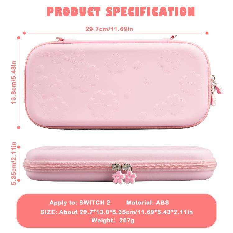 For Nintendo Switch 2 Sakura Accessories Bundle Portable Carrying Case with Shell, 4 Thumb Grips,...