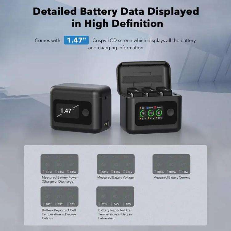 With Screen Charging Bin Intelligent Charge Manager For DJI Osmo 360 / Action 5 Pro / Action 4 / ...