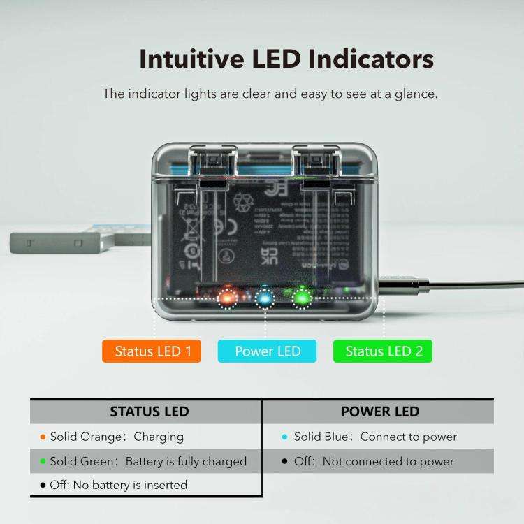 For Insta360 X4 SYMIK Dual-Channel Battery Charger & Storage Case Charging Hub With LED Indicator...