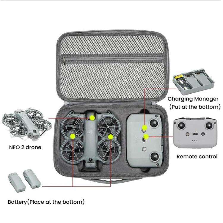 For DJI Neo 2 Fly More Combo Hard Shell Carrying Case Custom-Molded Sling Bag, Mini Black, Fly Mo...