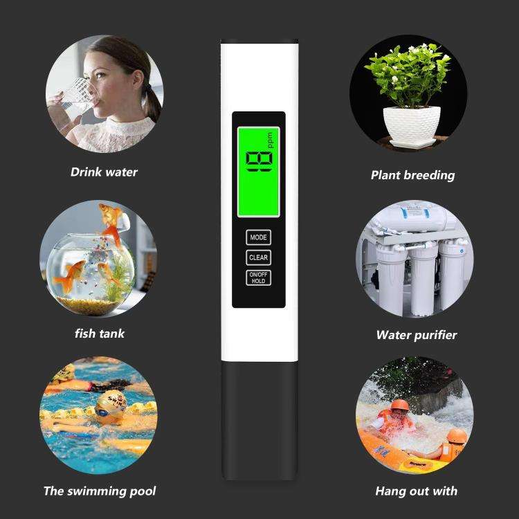 Dual-Color Smart Backlight Water Quality Tester Pen 3-in-1 TDS Meter Conductivity & Temperature D...