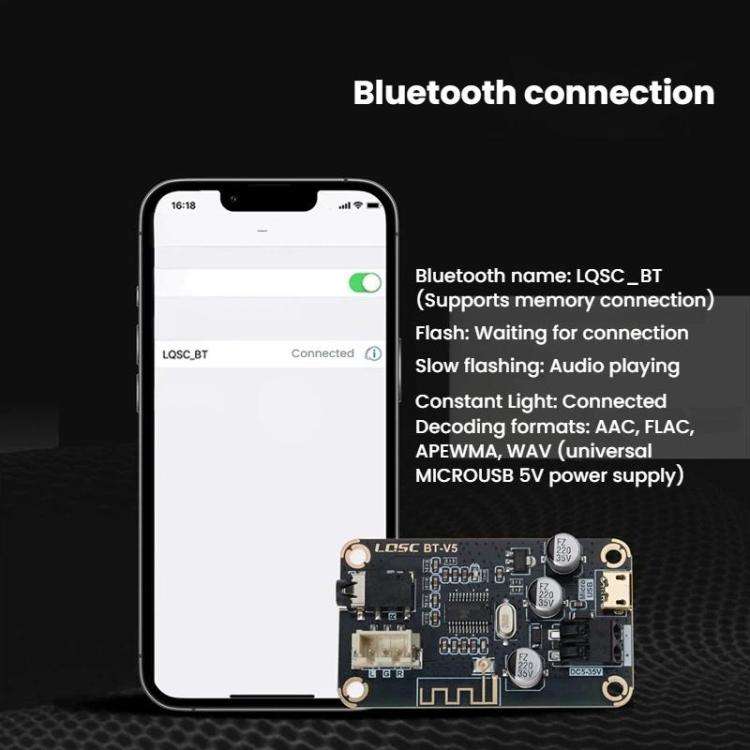 MP3 Bluetooth 5.1 Decoding Board DIY Modified Lossless Car Audio Receiver Module, LQSC BT-V5