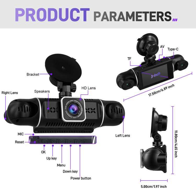3 Inch 2K Car DVR Camera WIFi Quad Record HD Car Recorder With 1080P Gravity Sensor, L5942