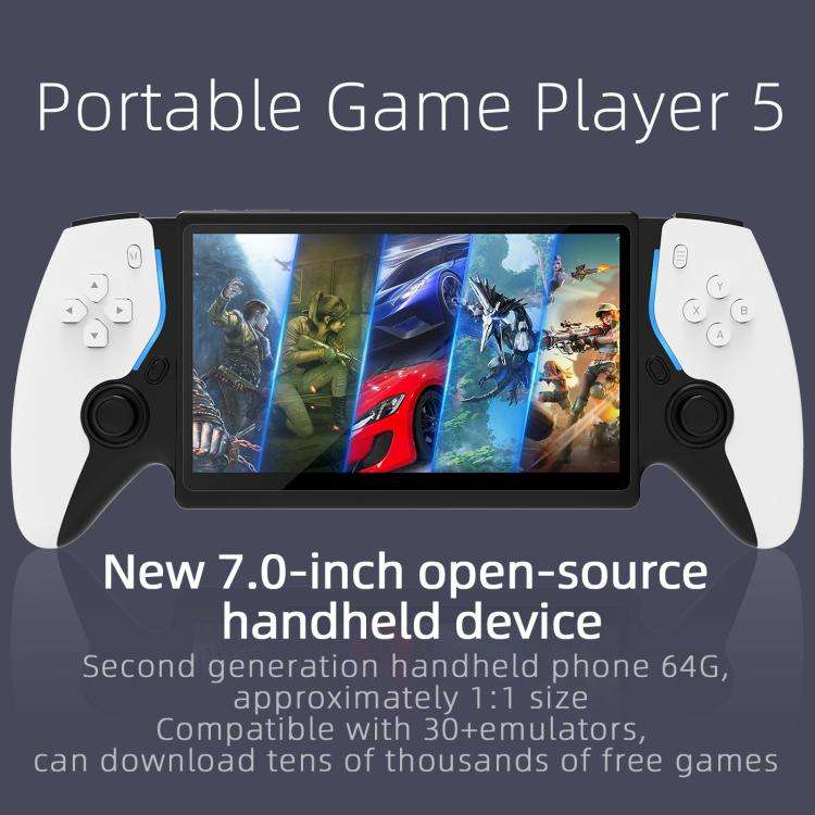 7.0 Inch Handheld Open-Source Game Console With High-Definition Arcade Battles, P5 White, P5 Blac...