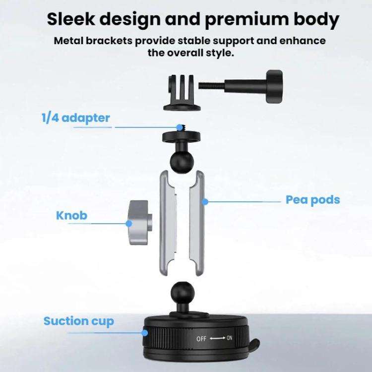 Flymile Car Suction Cup Mount For DJI Osmo Pocket 3 / Osmo Action 6 / 5 Pro