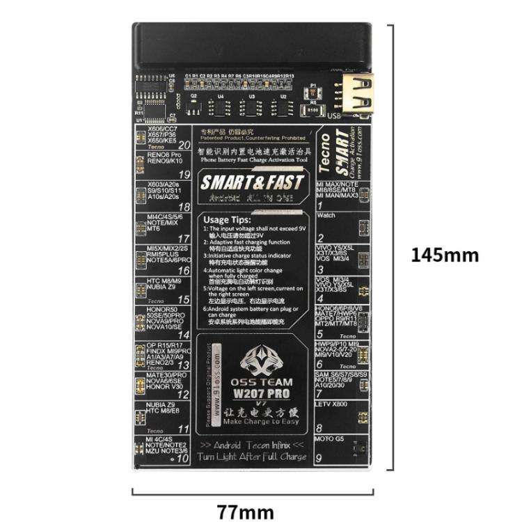 OSS TEAM W207 PRO V7 Battery Activation Detection Board Fast Charge IC Board For Android Devices,...