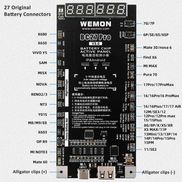 WEMON BC27 Pro V3.0 Battery Activator Board For IPhone 6 To 17 Series & Android Devices, BC27 Pro...